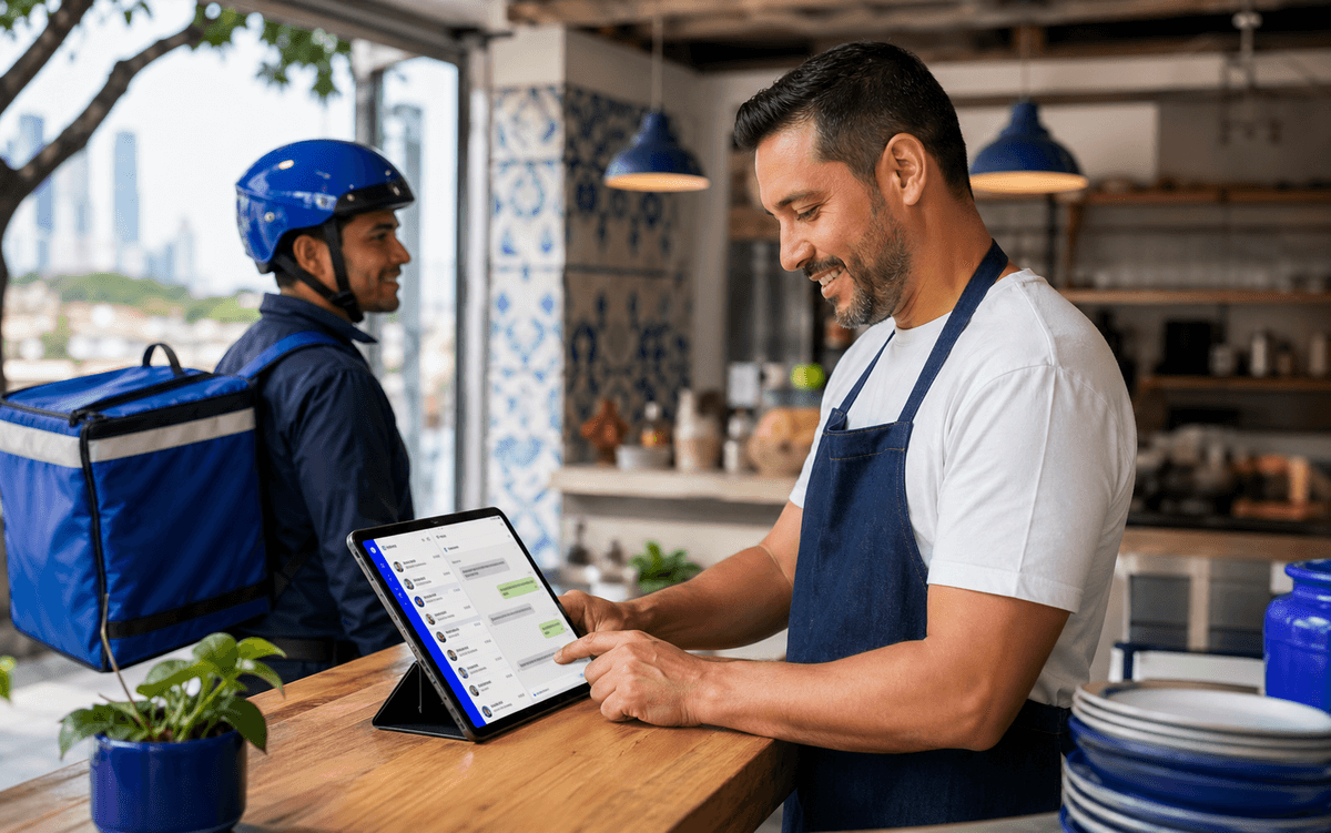 Restaurante gestionando pedidos y repartidores con OrdenO
